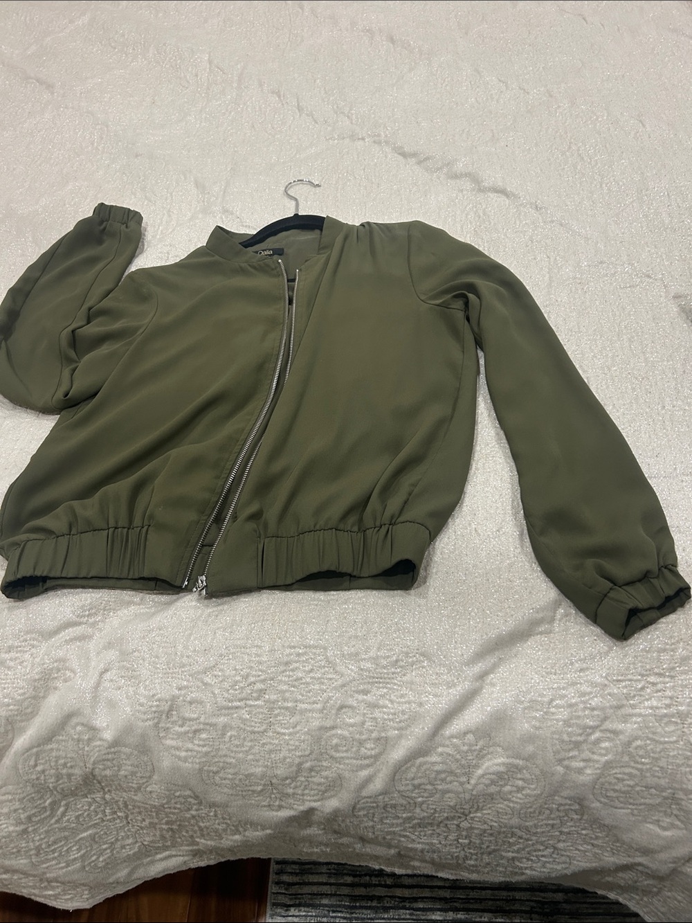 Dalia Olive Green Bomber Jacket with Zip